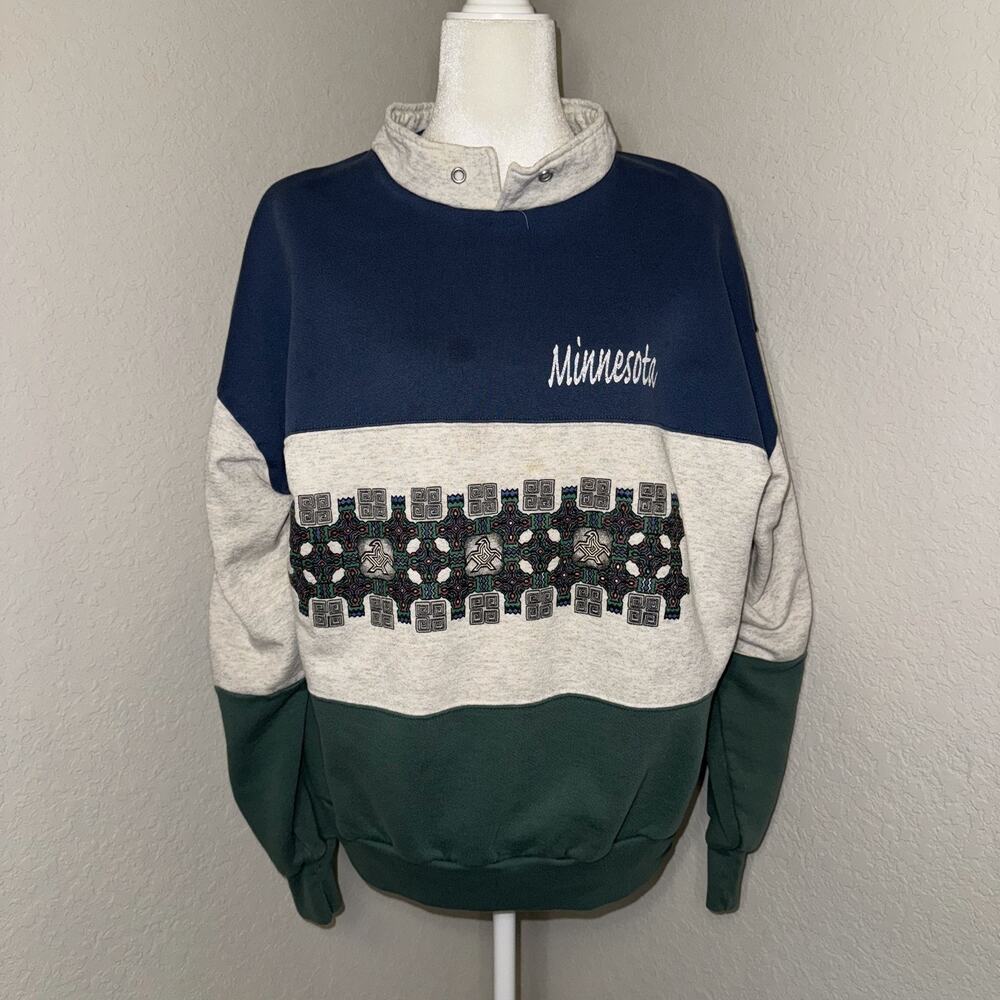 Rugged‎ Sweats Minnesota Sweatshirt Adult XL Multi Cotton Snap Collar Cottage